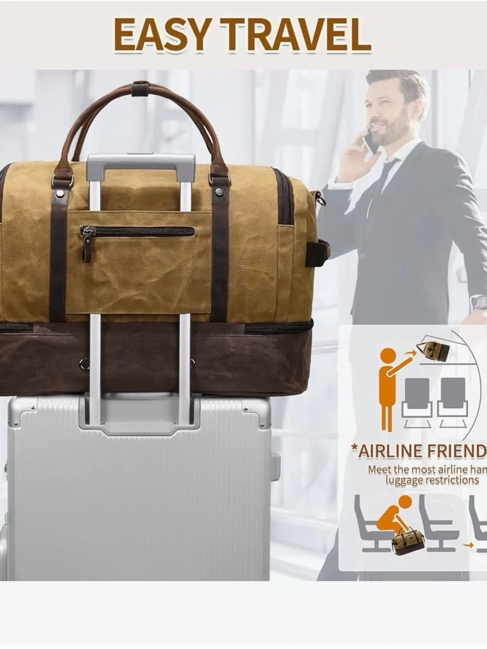 Nerlion Canvas Travel Weekender Duffel Bag - Brand New